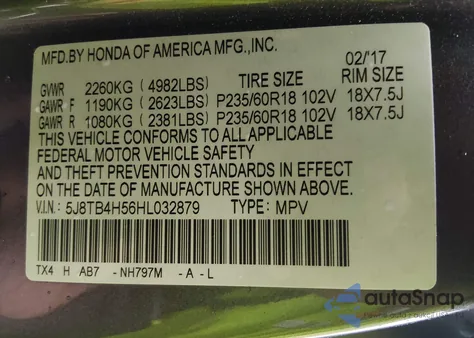 2017 Acura Rdx Technology Acurawatch Plus Packages/W/Technology Package из США, поврежденный, VIN 5J8TB4H56HL032879